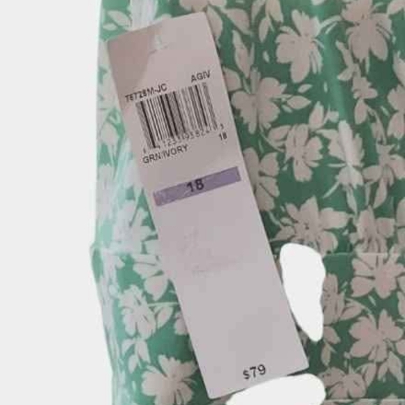 NWT London Times Green Floral Women's Dress ~sz 18 - Picture 4 of 4
